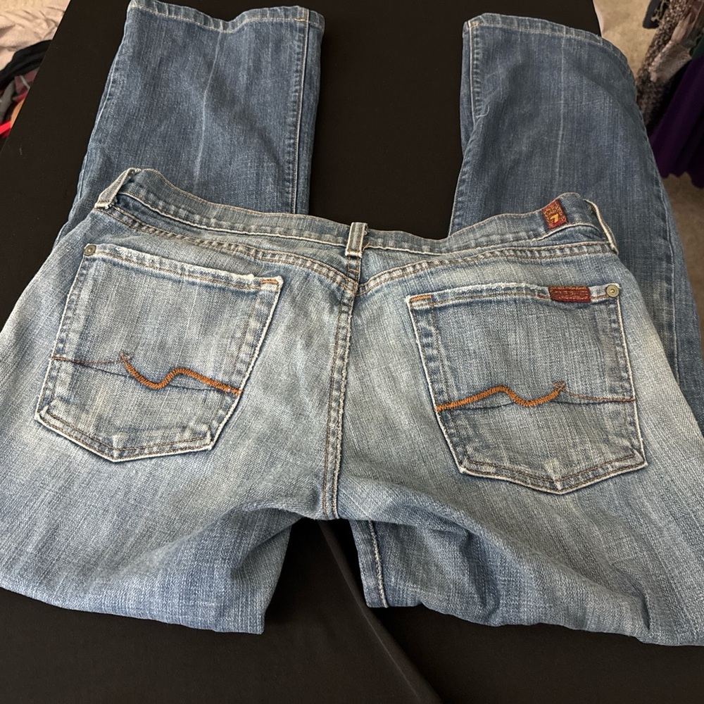 7 For All Mankind Light Blue Straight Leg Jeans